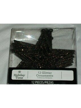Holiday Time 12-Pack Chocolate Brown Glitter Star Ornaments Christmas Tree